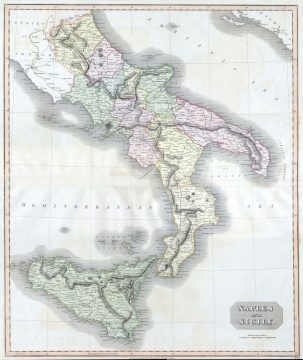 1814 Thomson Map of Southern Italy ( Naples & Sicily )