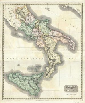 1817 Thomson Map of Naples and Sicily