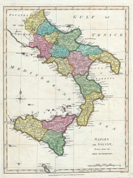 1793 Wilkinson Map of Southern Italy (Naples and Sicily)