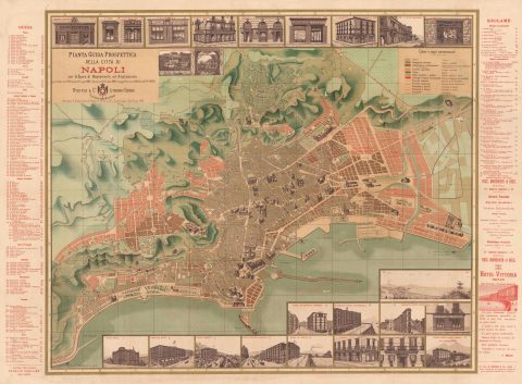 1886 Richter Large Size Pocket Map of Naples (Napoli), Italy