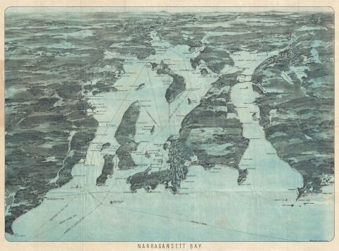 1900 Walker Map and View of Narragansett Bay, Massachusetts