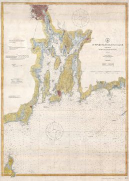 1915 U.S. Coast Survey Nautical Map of Naragansett Bay, Rhode Island