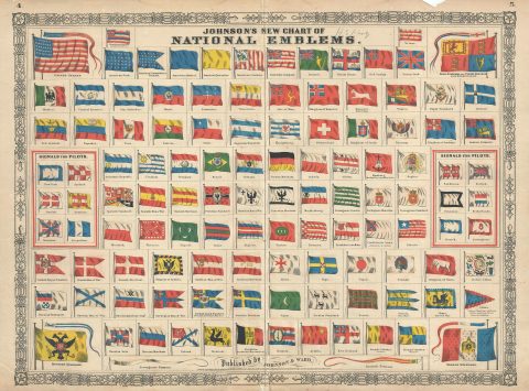1864 Johnson Chart of the Flags and National Emblems of the World