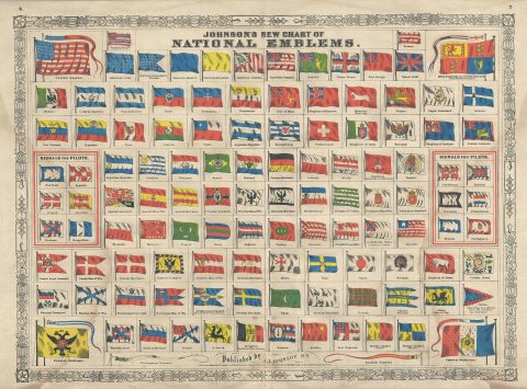 1864 Johnson Chart of the Flags and National Emblems of the World