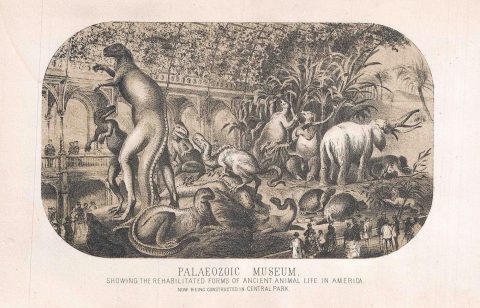 1860 Engraving of the Hawkins' Palaeozoic Museum, New York City