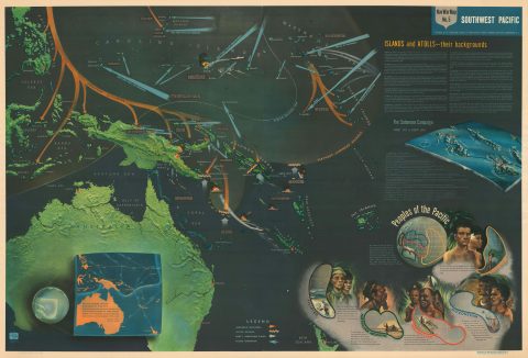 1944 Navy Education Services Map of the Southwest Pacific Ocean