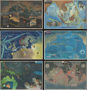 1944 Navy Education Services Map of World War II Battle Fronts (Full Set)