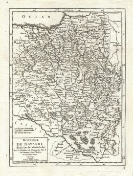1749 Vaugondy Map of Navarre, Spain