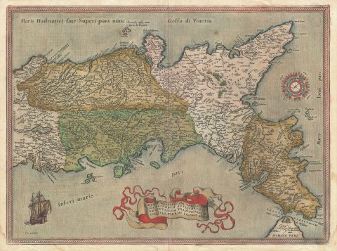 1580 Ortelius Map of Southern Italy: Naples, Calabria