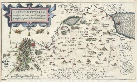1590 Adrichem Map of the Naphtali Tribe, Israel (Golan Heights, Sea of Galilee)