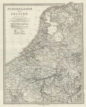 1873 Stieler Map of the Holland and Belgium