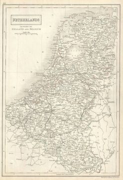 1844 Black Map of the Kingdom of Netherlands (Holland, Belgium and Luxembourg)