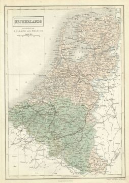 1851 Black Map of Belgium and Holland (Netherlands)