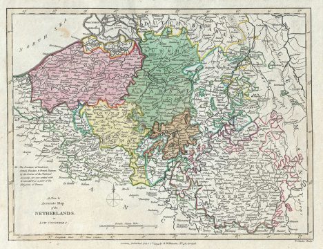 1793 Wilkinson Map of Holland or the Netherlands, Belgium and Luxembourg