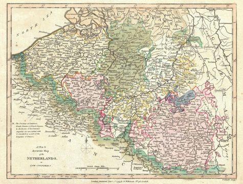 1794 Wilkinson Map of the Netherlands, Belgium and Luxembourg