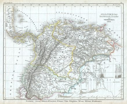 1849 Meyer Map of Venezuela, Ecuador and Colombia (New Granada)