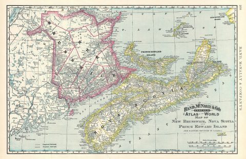 1892 Rand McNally Map of Canadian Maritime Provinces