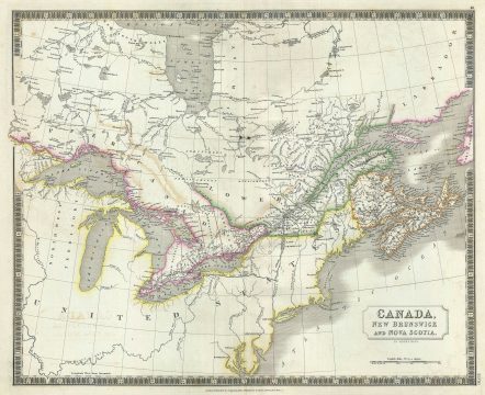 1835 Hall Map of Canada and the Great Lakes