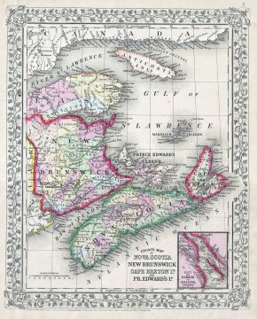 1866 Mitchell Map of New Brunswick and Nova Scotia, Canada