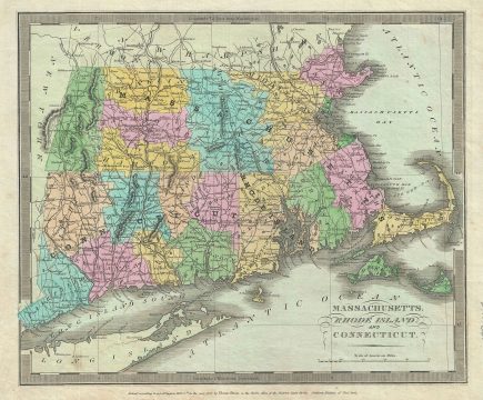 1835 Burr Map of New England (Massachusetts, Connecticut and Rhode Island)