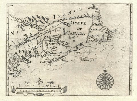 1625 Alexander Map of New England and Nova Scotia (first map to name Cape Cod)