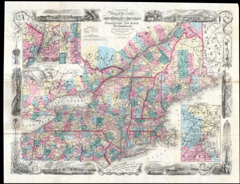 1856 Colton Pocket Map of New England and New York