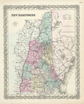 1856 Colton Map of New Hampshire