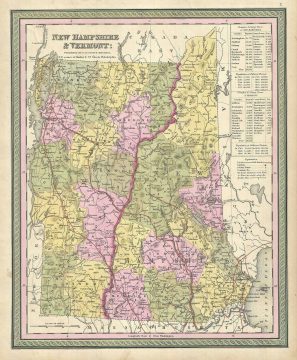 1849 Mitchell Map of New Hampshire and Vermont