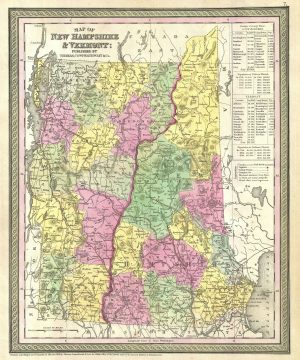 1854 Mitchell Map of New Hampshire and Vermont