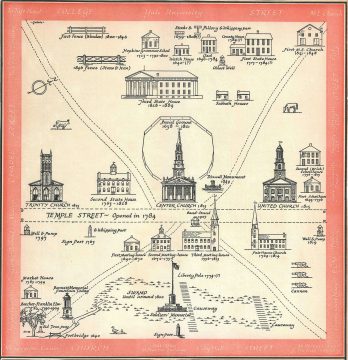 1930s Map of the Yale University, New Haven Green, Connecticut