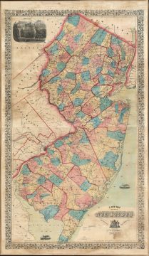 1859 Gaston Wall Map of New Jersey