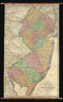 1828 Gordon Wall Map of New Jersey (first official map of New Jersey)