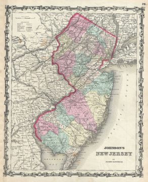 1861 Johnson Map of New Jersey
