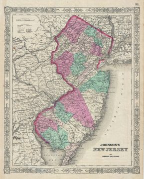 1863 Johnson Map of New Jersey