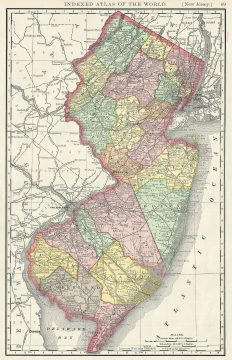 1893 Rand McNally Map of New Jersey, United States