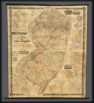 1860 Kitchell Wall Map of New Jersey