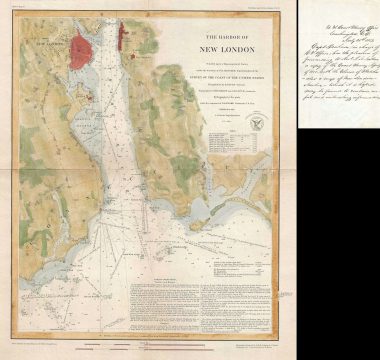 1851 U.S. Coast Survey Chart or Map of the Harbor of New London, Connecticut
