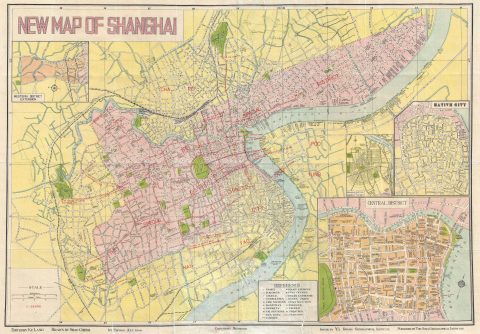 1940 Cheng Map or Plan of Shanghai Concessions, China (English language)