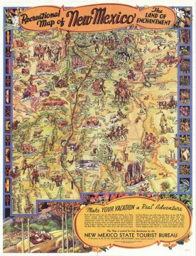 1941 Wilfred Stedman Pictorial Map of New Mexico