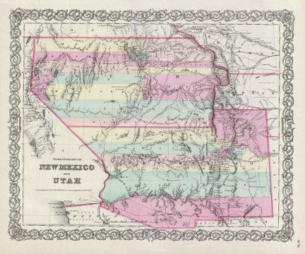 1856 Colton Map of New Mexico and Utah