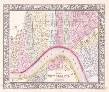 1864 Mitchell Map of New Orleans, Louisiana