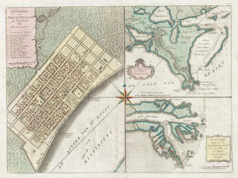 1769 Isaak Tirion Map of New Orleans