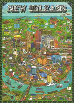 1972 Trans Continental Cartographers Pictorial Map of New Orleans, Louisiana
