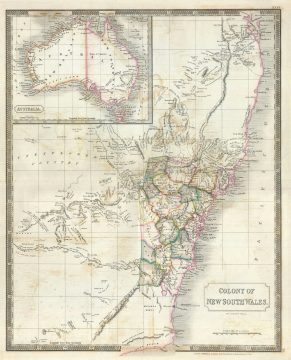 1835 Hall Map of New South Wales, Australia