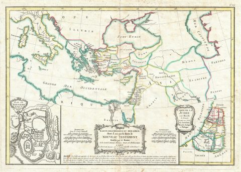 1783 Bonne Map of the New Testament Lands, w/ Holy Land and Jerusalem