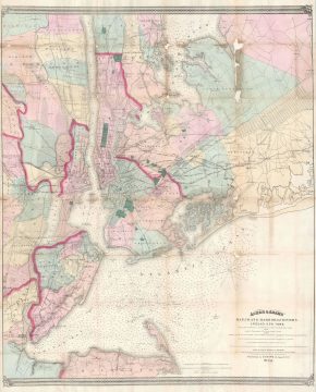 1874 Dripps Map of the Bays, Harbors and Rivers around New York City, New York