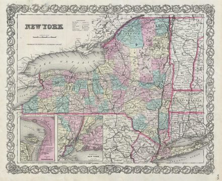 1856 Colton Map of New York