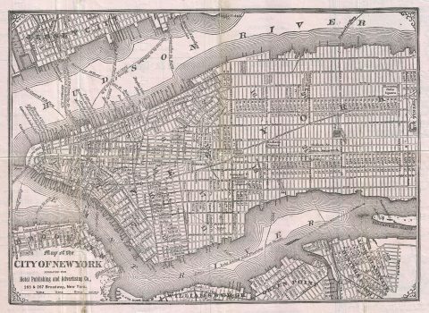 1886 Hotel and Theater Advertising Map of New York City