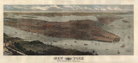 1876 Illustrated London News View of New York City, Manhattan, from Hoboken