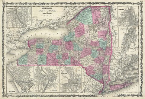 1863 Johnson Map of New York State